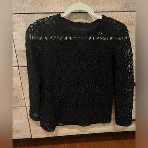 Banana Republic Long Sleeve Black See Through Lace Top